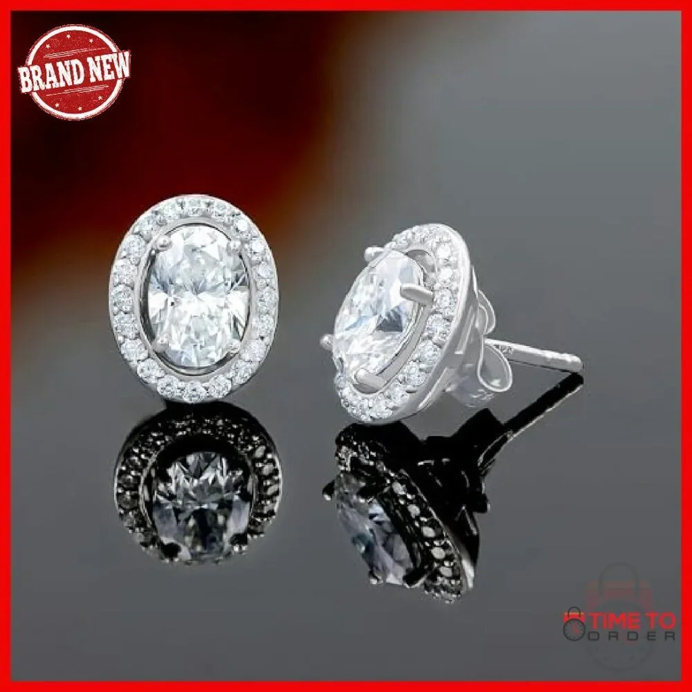 Moissanite Stud Earrings 1.80ct White Gold Plated Sterling Silver